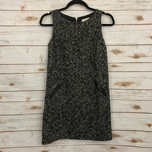 Loft Faux Leather Trim Sleeveless Shift Dress Career